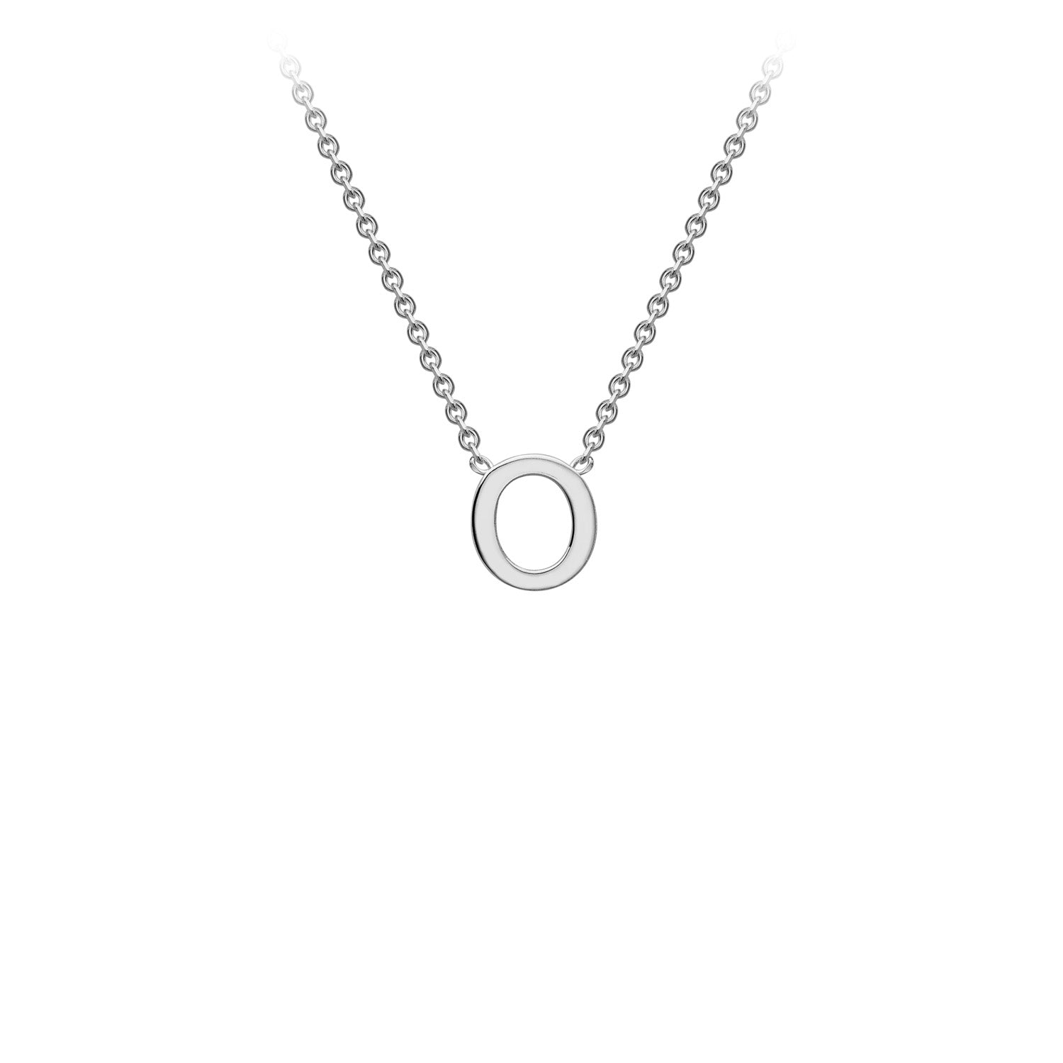 9K Gold Initial Adjustable Letter Necklace 38-43cm — O, 9kt WG